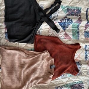 SHEIN Ribbed Crop Tops - Black, Rust, and Pink